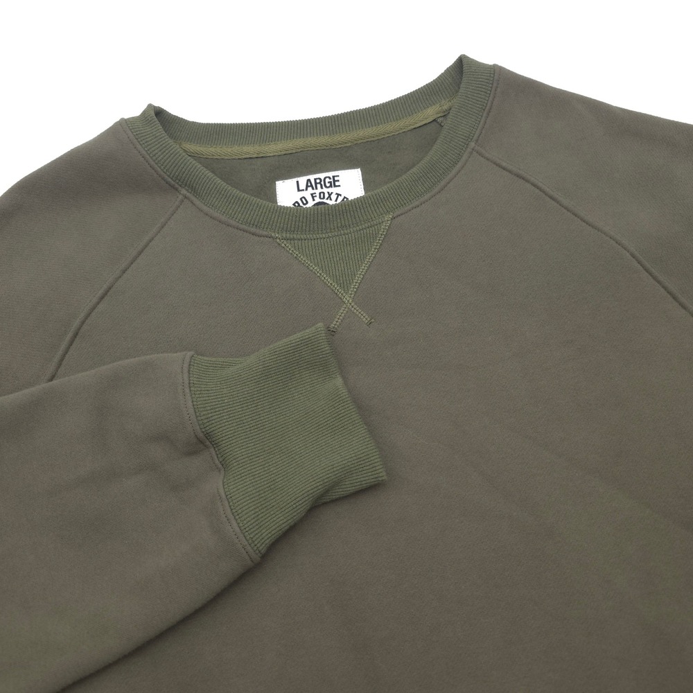 Zero Foxtrot Mens Large Olive Green Raglan Crewneck Sweatshirt Kangaroo Pocket